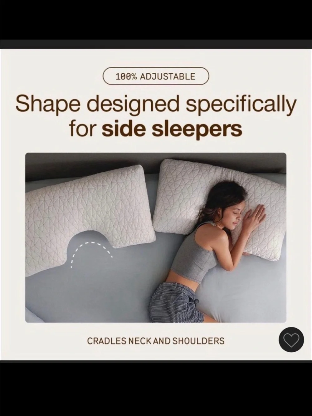 NWT Coop Original Adjustable Cut-Out Side Pillow - White